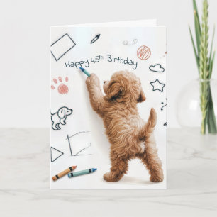 Carte Labradoodle Doodling Pour 45e Anniversaire