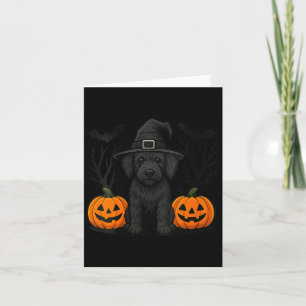 Carte Labradoodle noir féminin ensorcelé pour Halloween