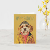 Carte Labradoodle tendance (Fleur jaune)