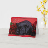 Carte Labrador avec des roses (Fleur jaune)
