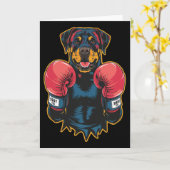 Carte Labrador boxeur de kickboxing ou boxe drôle récupé (Fleur jaune)