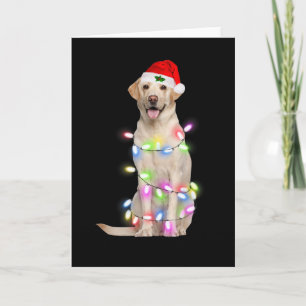 Carte Labrador Chien Père Noël Noël Arbre Lumières Noël