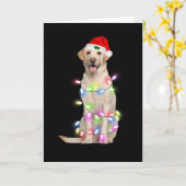 Carte Labrador Chien Père Noël Noël Arbre Lumières Noël  (Fleur jaune)
