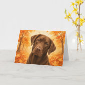 Carte Labrador chocolat (Fleur jaune)