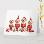 Carte Labrador Christmas Dress Santa Hat (Fleur jaune)