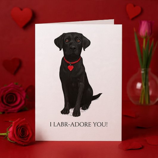 Carte Labrador Dog With Love Heart Adore You