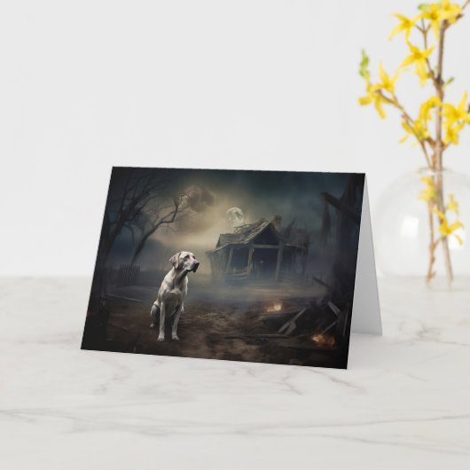 Carte Labrador Halloween (Fleur jaune)