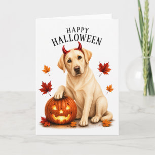Carte Labrador Halloween Diable Chien