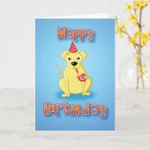 Carte Labrador - hat&whistle - joyeux anniversaire (Fleur jaune)