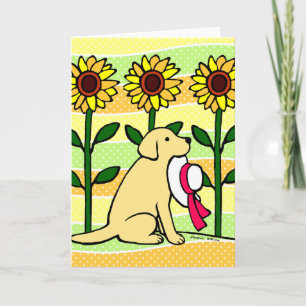 Carte Labrador Jaune d'été avec tournesol