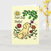 Carte Labrador jaune et vert (Fleur jaune)