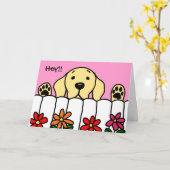 Carte Labrador jaune vous observant (Fleur jaune)