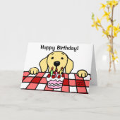 Carte Labrador jaune vous observant anniversaire (Fleur jaune)