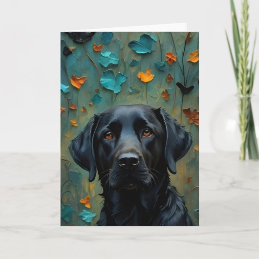 Carte Labrador noir en Feuille (Devant)
