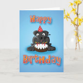 Carte Labrador noir - joyeux anniversaire de gâteau (Fleur jaune)