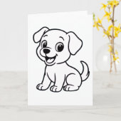 Carte Labrador Retriever à colorier (Fleur jaune)