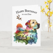 Carte Labrador Retriever Anniversaire Pour Papa (Fleur jaune)
