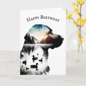 Carte Labrador Retriever Chasse Chien Anniversaire (Fleur jaune)