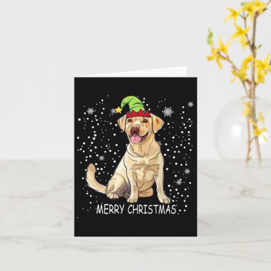 Carte Labrador Retriever Chien Tree Noël Sweat Noël Noël (Fleur jaune)