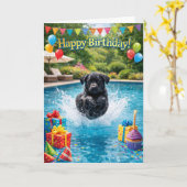 Carte Labrador retriever chiot drôle éclaboussure piscin (Fleur jaune)