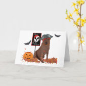 Carte Labrador Retriever Chocolat Halloween (Fleur jaune)