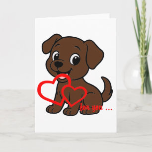 Carte Labrador Retriever Chocolat Saint-Valentin Dessin