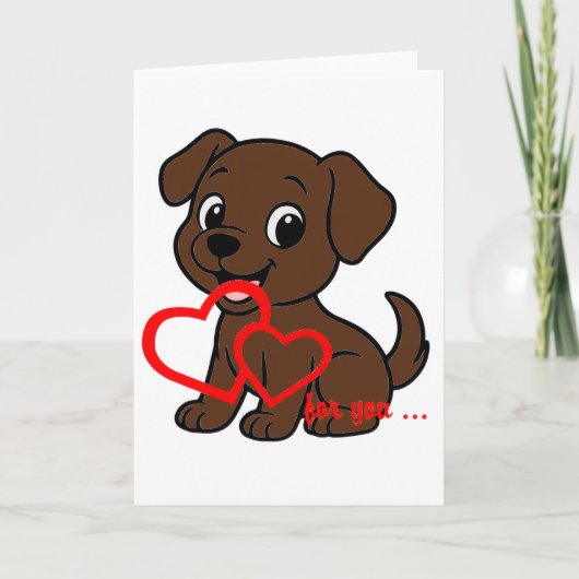 Carte Labrador Retriever Chocolat Saint-Valentin Dessin (Devant)