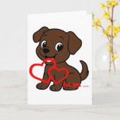 Carte Labrador Retriever Chocolat Saint-Valentin Dessin (Fleur jaune)