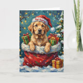 Carte Labrador Retriever Christmas Santa Bag Adventure (Devant)
