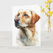 Carte Labrador retriever jaune aquarelle (Fleur jaune)