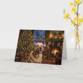 Carte Labrador Retriever jaune de vacances  (Fleur jaune)