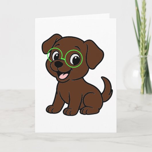 Carte Labrador Retriever Lab au Chocolat Dessin Animé (Devant)