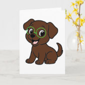 Carte Labrador Retriever Lab au Chocolat Dessin Animé (Fleur jaune)
