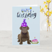 Carte Labrador Retriever Lab Chocolat Anniversaire Chien (Fleur jaune)