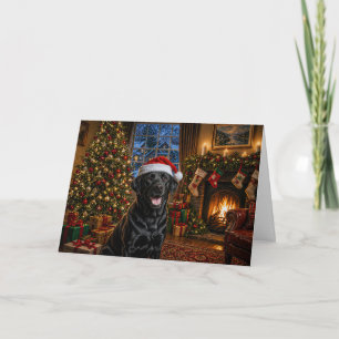 Carte Labrador Retriever noir de vacances