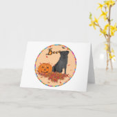 Carte Labrador Retriever noir Halloween (Fleur jaune)