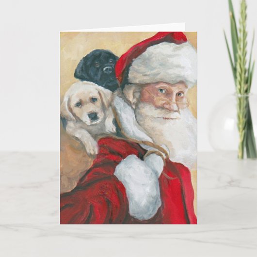 Carte Labrador Retriever Pup Père Noël Dog Art Grey Card (Devant)
