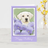 Carte Labrador Retriever Puppy Painting Original Chien A (Fleur jaune)