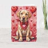 Carte Labrador Retriever Valentine’s Day Dog with Hearts (Devant)