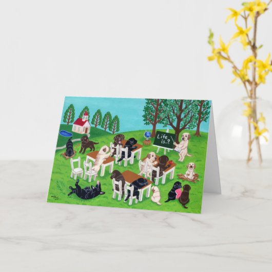 Carte Labrador School (Fleur jaune)