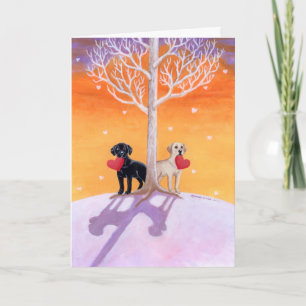 Carte Labradors d'hiver peignant la Saint-Valentin