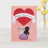 Carte Labradors pour l'anniversaire de mariage (Fleur jaune)