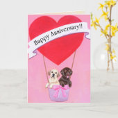 Carte Labradors pour l'anniversaire de mariage (Fleur jaune)