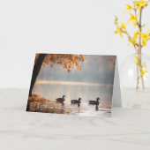 Carte Lac D'Automne Misty Avec Sympathie Des Canards (Fleur jaune)