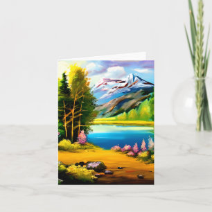 Carte Lac de montagne à l'aquarelle personnalisable