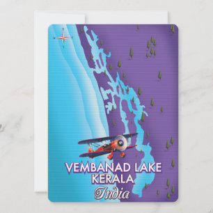 Carte Lac de Vembanad, Inde poster voyage