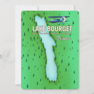 Carte Lac du Bourget France belle affiche de voyage