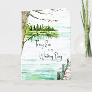 Carte Lac Watercolor du jour du mariage Son