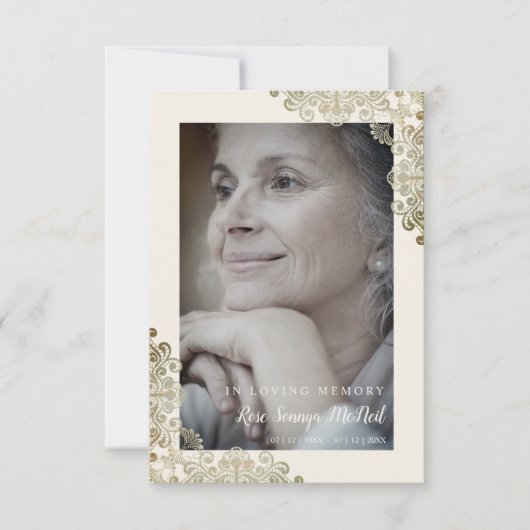 Carte Lace Effect Remembering Dear One Memorial Funeral (Devant)