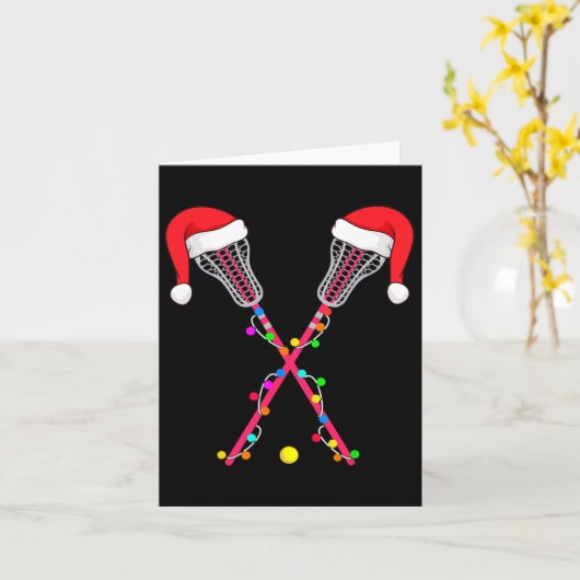Carte Lacrosse Santa Hat Christmas Lights Funny Sport Xm (Fleur jaune)